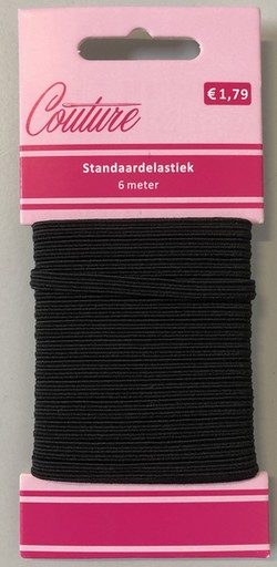 Elastiek 6-koords=5mm (6 m op kaart), Zwart, 10 krt.